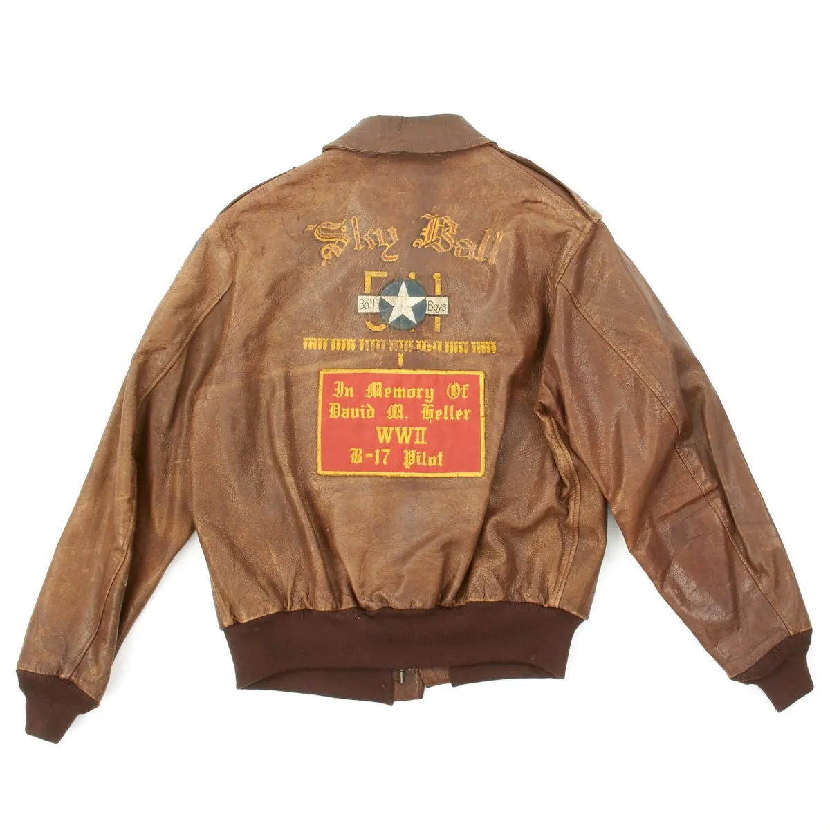 Original U.S. WWII B-17 Sky Ball 511th Bomb Squadron Ball Boys B-17 Named Pilot A-2 Flight Jacket