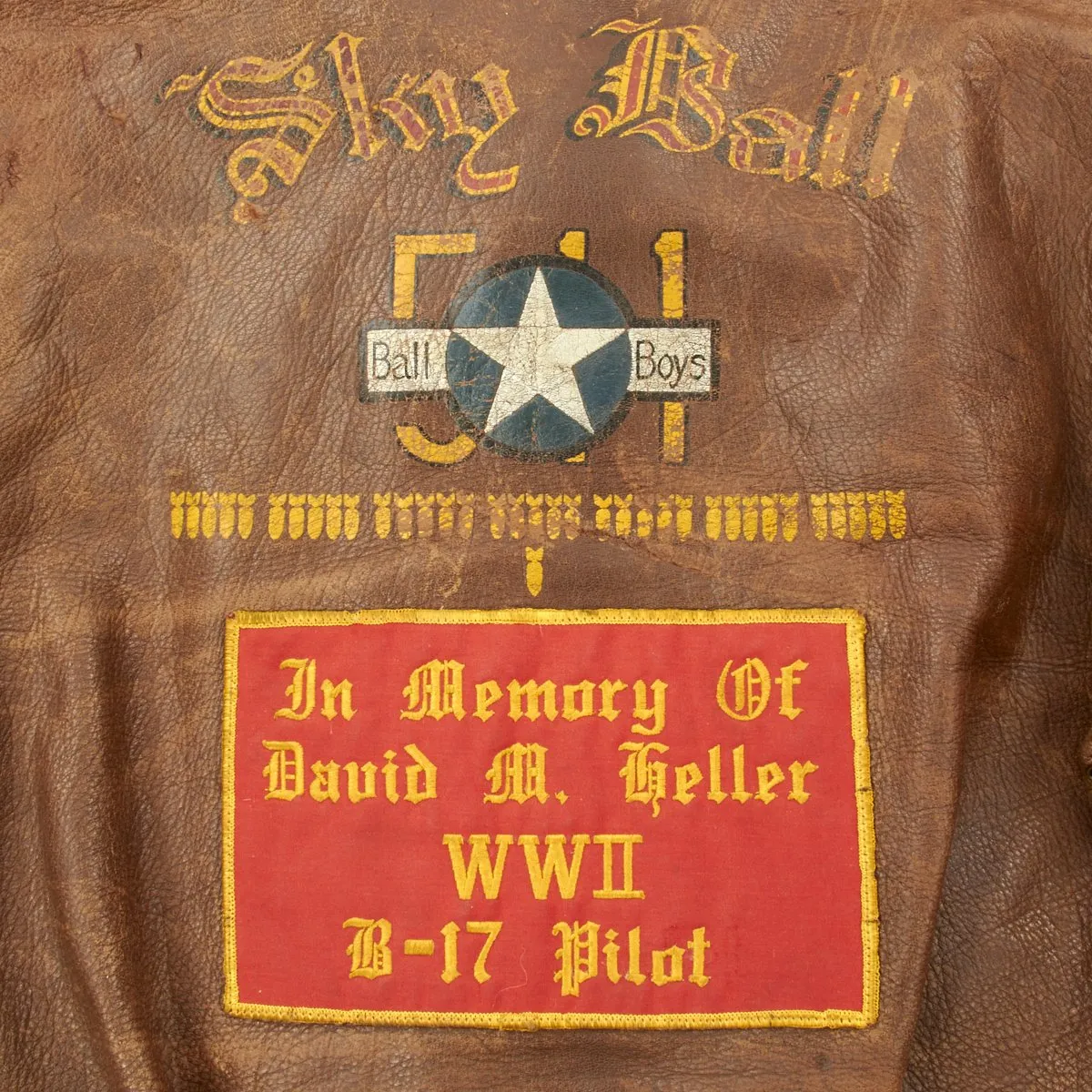 Original U.S. WWII B-17 Sky Ball 511th Bomb Squadron Ball Boys B-17 Named Pilot A-2 Flight Jacket