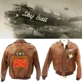 Original U.S. WWII B-17 Sky Ball 511th Bomb Squadron Ball Boys B-17 Named Pilot A-2 Flight Jacket