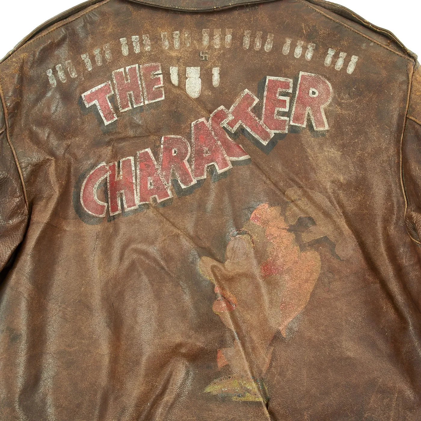 Original U.S. WWII B-17 The Character 339th Bomb Squadron Painted A-2 Flight Jacket