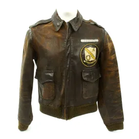 Original U.S. WWII B-24 Liberator 98th Bombardment Group Named Pilot A-2 Flight Jacket - Lt. Col Robert C. Mennell