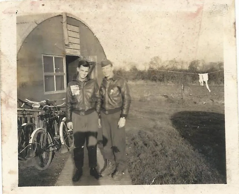 Original U.S. WWII B-24 Liberator Three Kisses for Luck Named A-2 Flight Jacket - Flying Eight Balls 44th Bomb Group