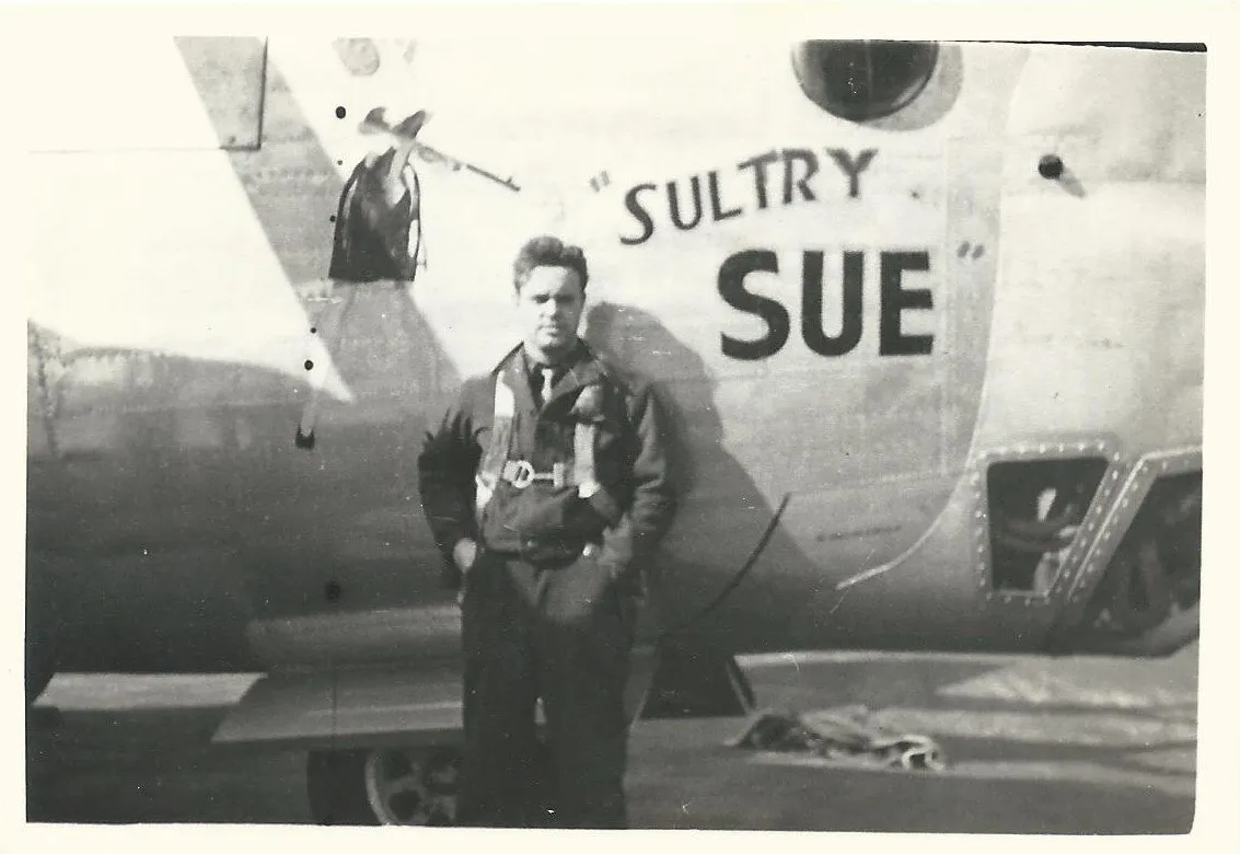 Original U.S. WWII B-24 Liberator Three Kisses for Luck Named A-2 Flight Jacket - Flying Eight Balls 44th Bomb Group