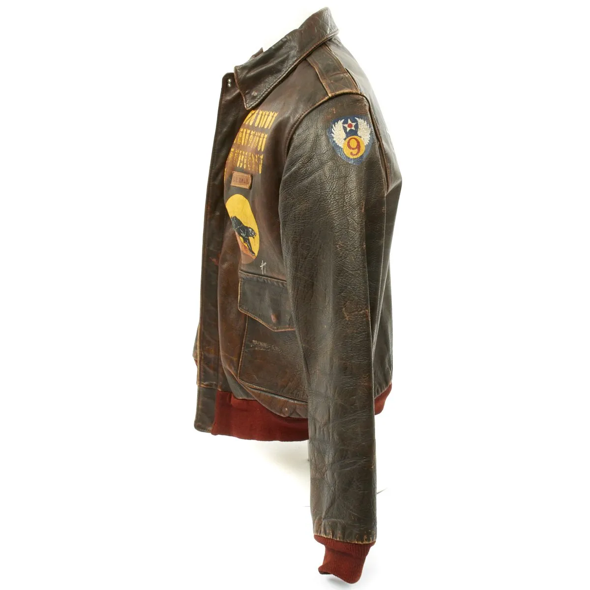 Original U.S. WWII B-26 Marauder 554th Bomb Squadron Painted A-2 Flight Jacket - Byron Hall