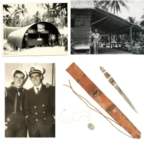 Original U.S. WWII Customized Case V-42 Stiletto Knife and Photo Grouping of Navy Officer