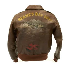 Original U.S. WWII Eighth Air Force B-17 Beane's Bad Boys A-2 Leather Flight Jacket