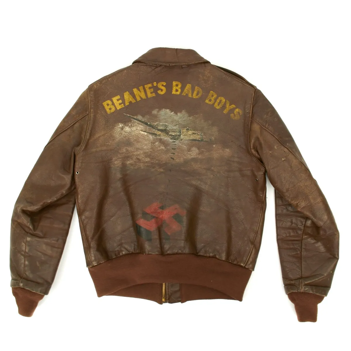 Original U.S. WWII Eighth Air Force B-17 Beane's Bad Boys A-2 Leather Flight Jacket