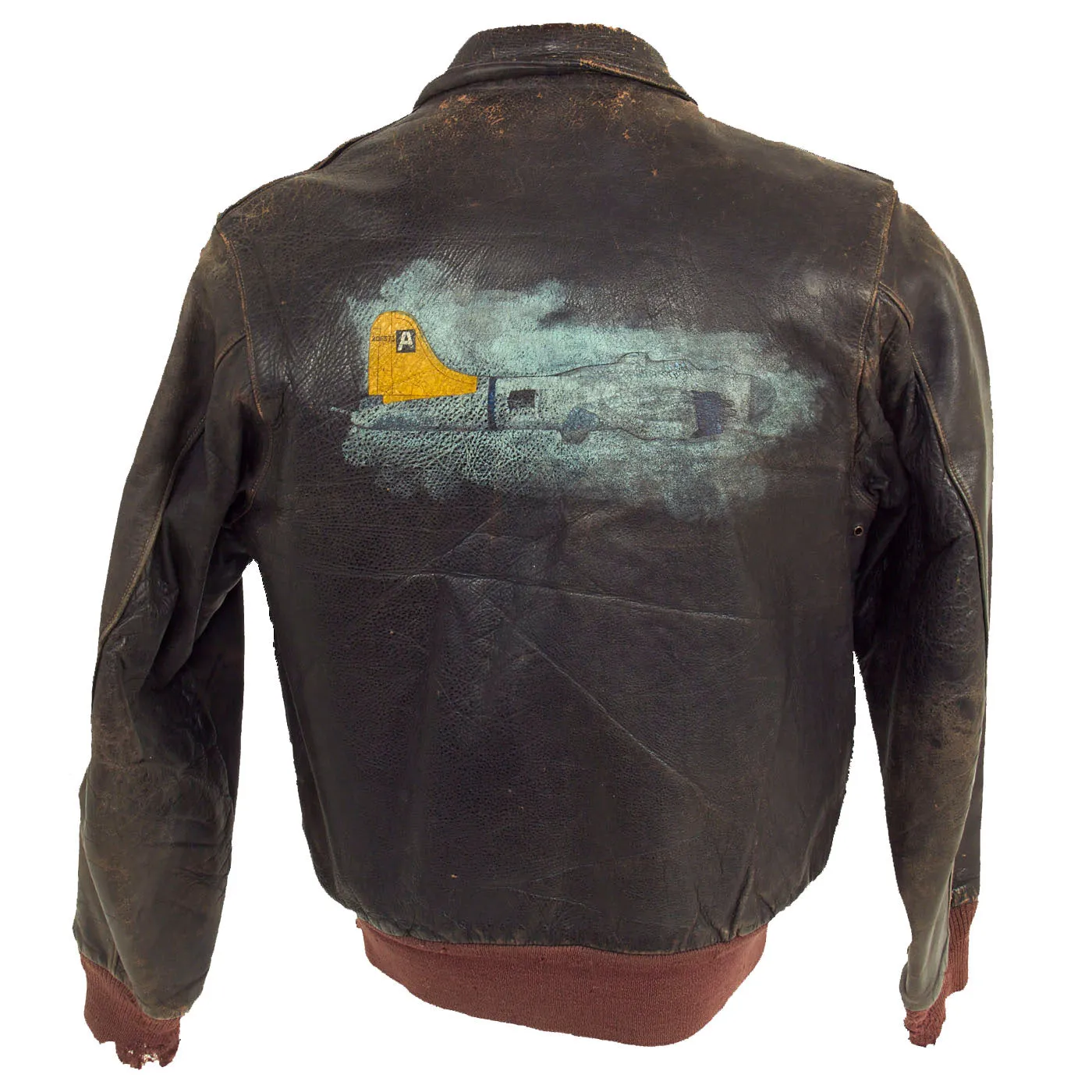 Original U.S. WWII Named 8th Air Force 332nd Bomb Squadron Painted A-2 Flight Jacket 1st S. W. Jenson - Featured in Book American Flight Jackets, Airmen & Aircraft