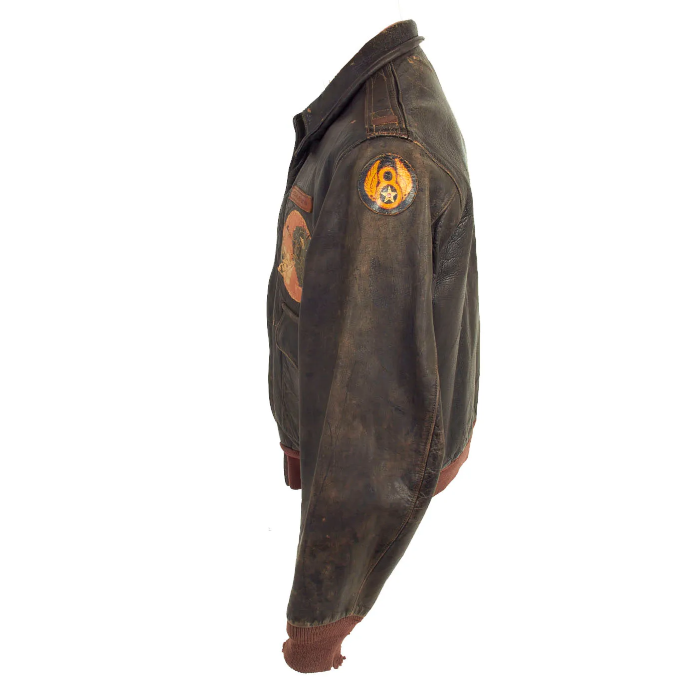 Original U.S. WWII Named 8th Air Force 332nd Bomb Squadron Painted A-2 Flight Jacket 1st S. W. Jenson - Featured in Book American Flight Jackets, Airmen & Aircraft