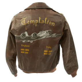 Original U.S. WWII Named Bombardier 511th Bomb Squadron A-2 Flight Jacket - B-17 Temptation