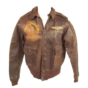 Original U.S. WWII Named Painted A-2 Leather Flight Jacket For Gunner Carlton Huntington, 345th Bombardment Group “Air Apaches”, 501st Bombardment Squadron “Black Panthers”