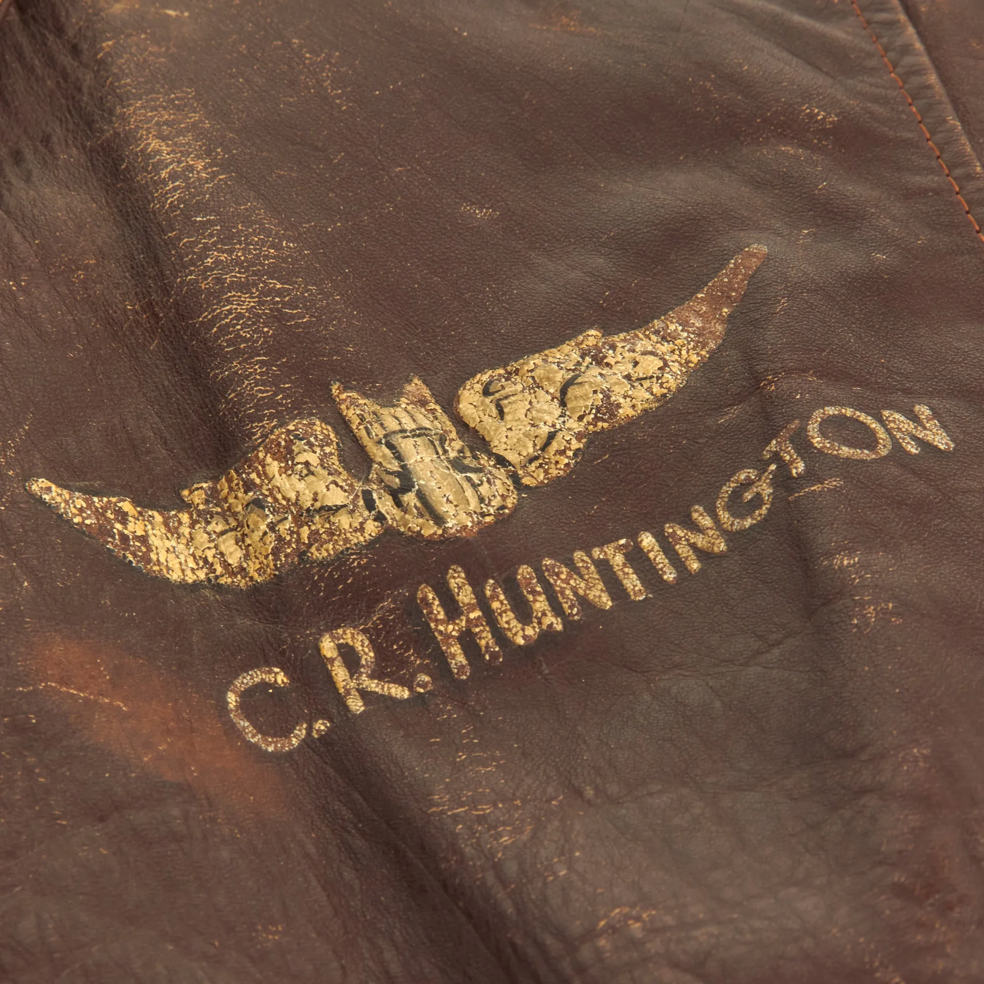 Original U.S. WWII Named Painted A-2 Leather Flight Jacket For Gunner Carlton Huntington, 345th Bombardment Group “Air Apaches”, 501st Bombardment Squadron “Black Panthers”