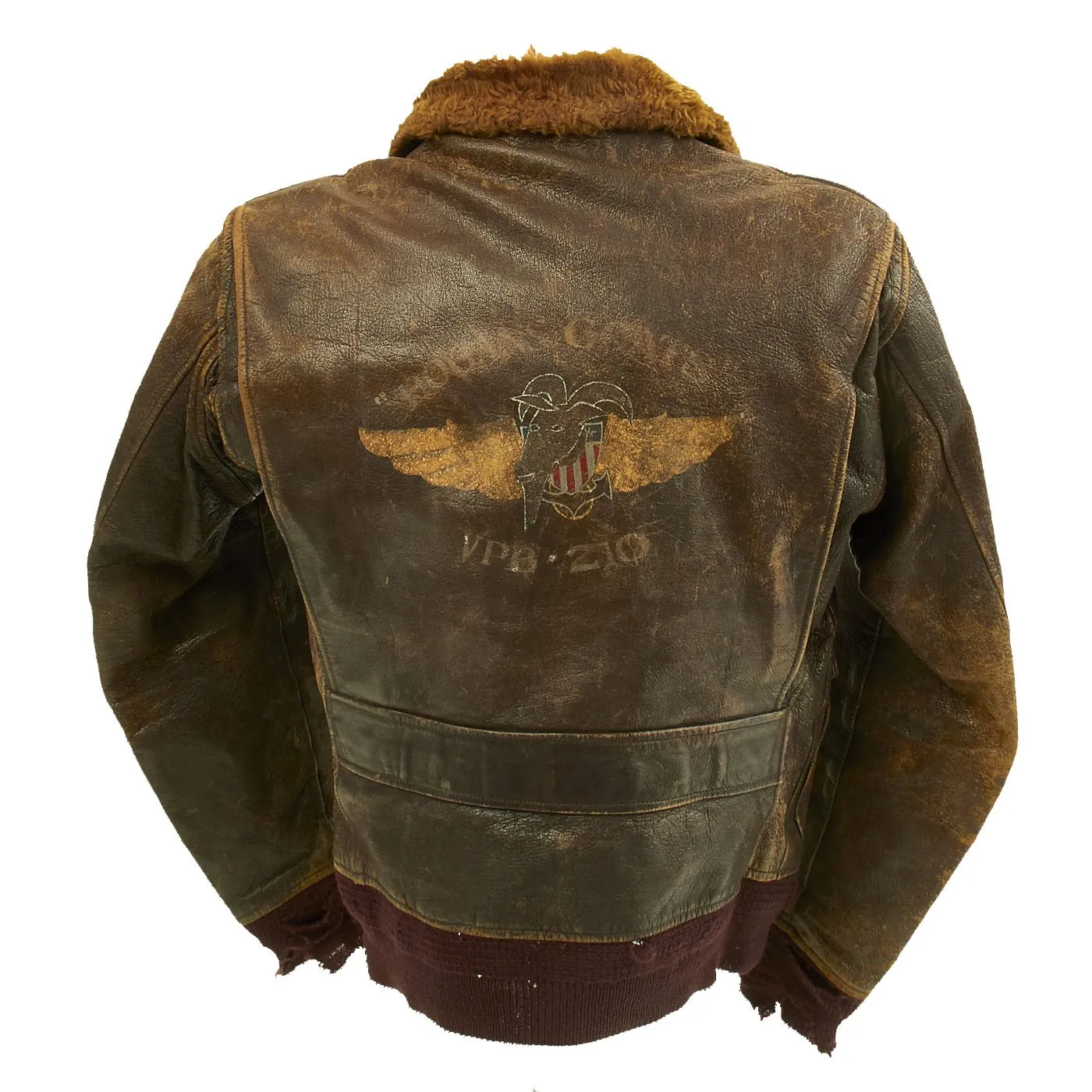 Original U.S. WWII Navy Pilot VPB-210 HOGANS GOATS Painted G-1 Leather Flying Jacket