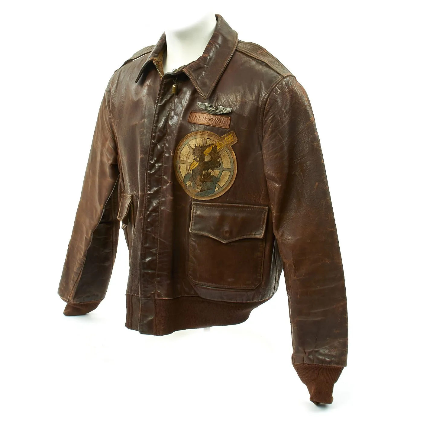 Original U.S. WWII P-47 Thunderbolt Pilot Named A-2 Flight Jacket - 527th Fighter-Bomber Squadron