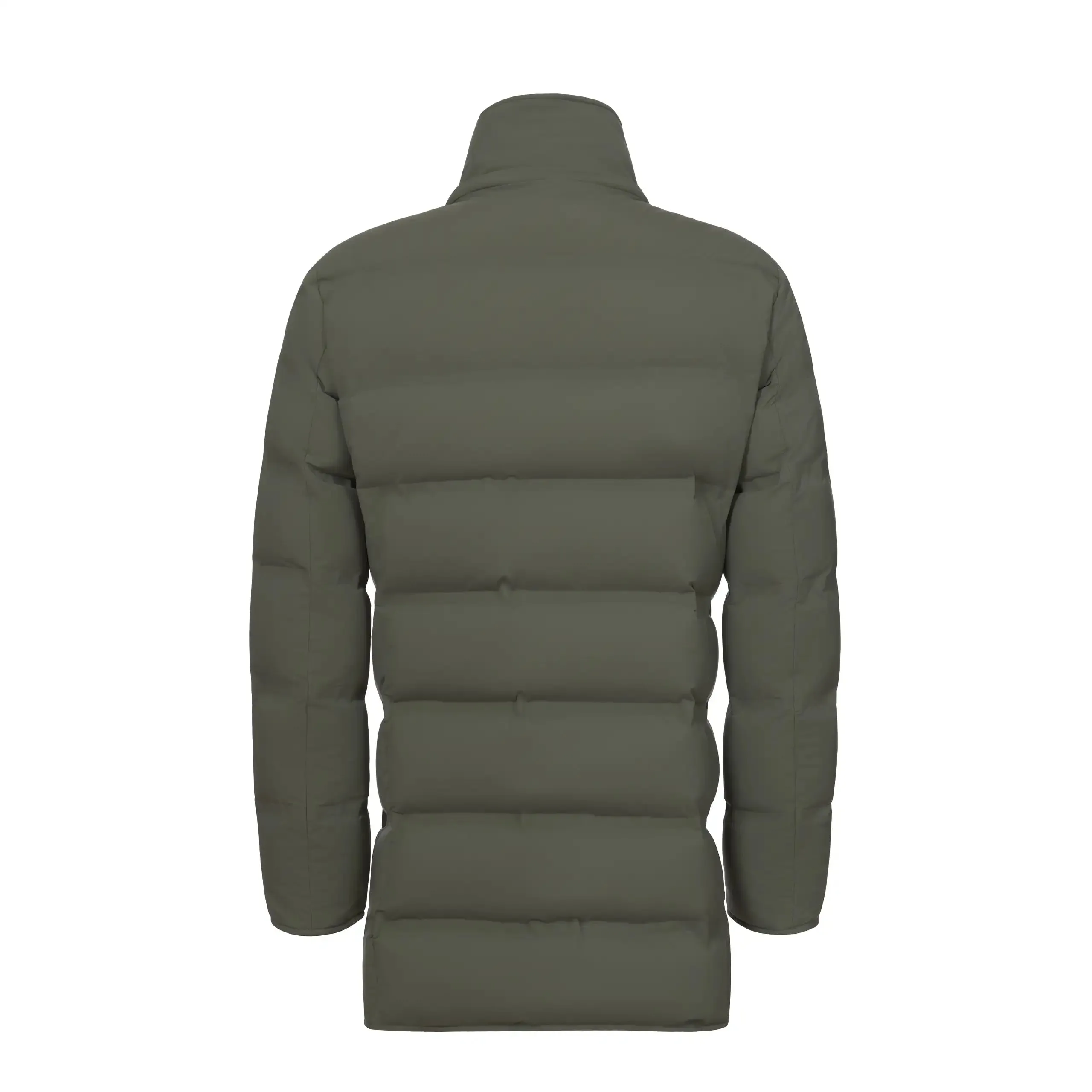 Padded Double-Breasted Parka in Olive Green