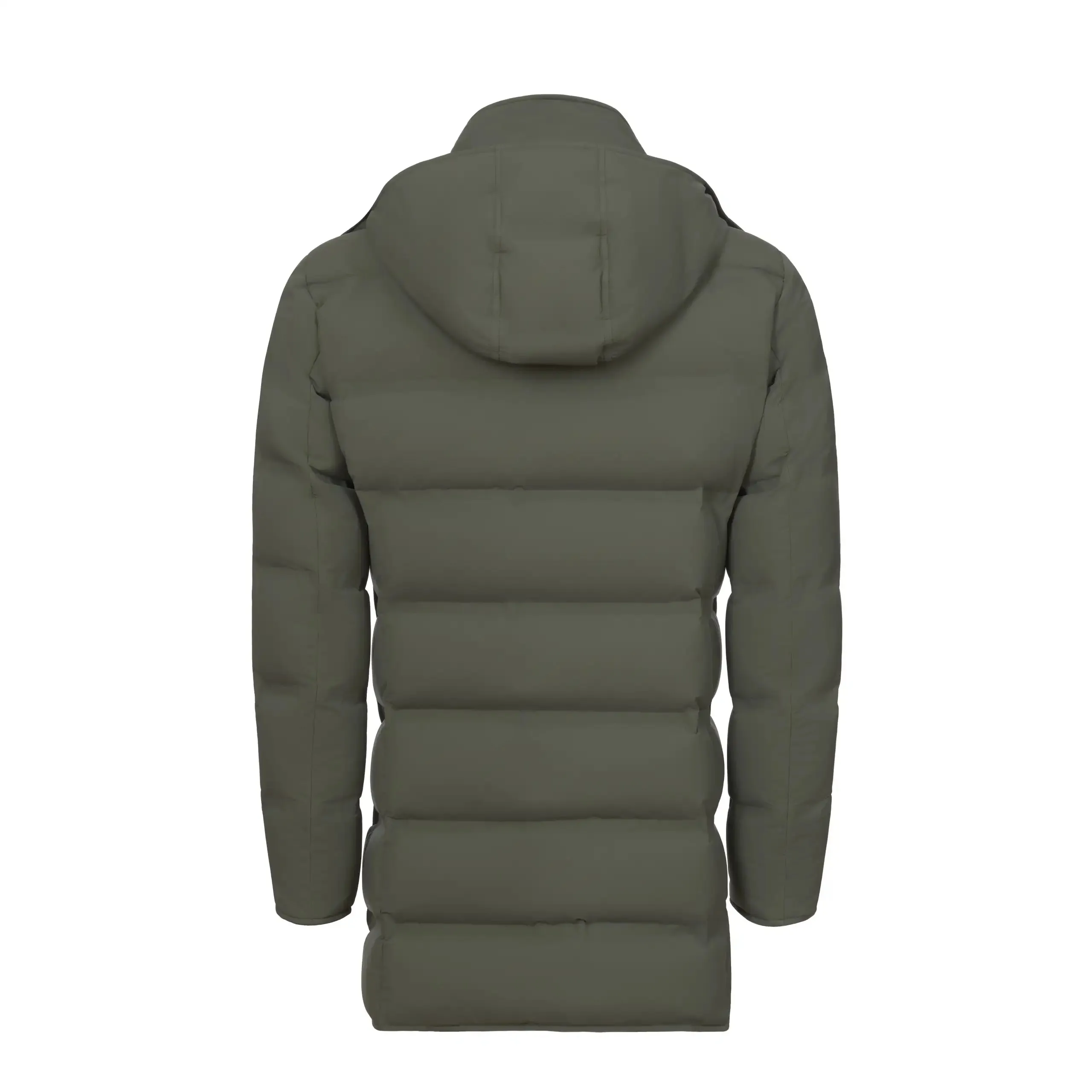 Padded Double-Breasted Parka in Olive Green