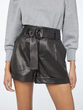 Paperbag Leather Short -- Noir