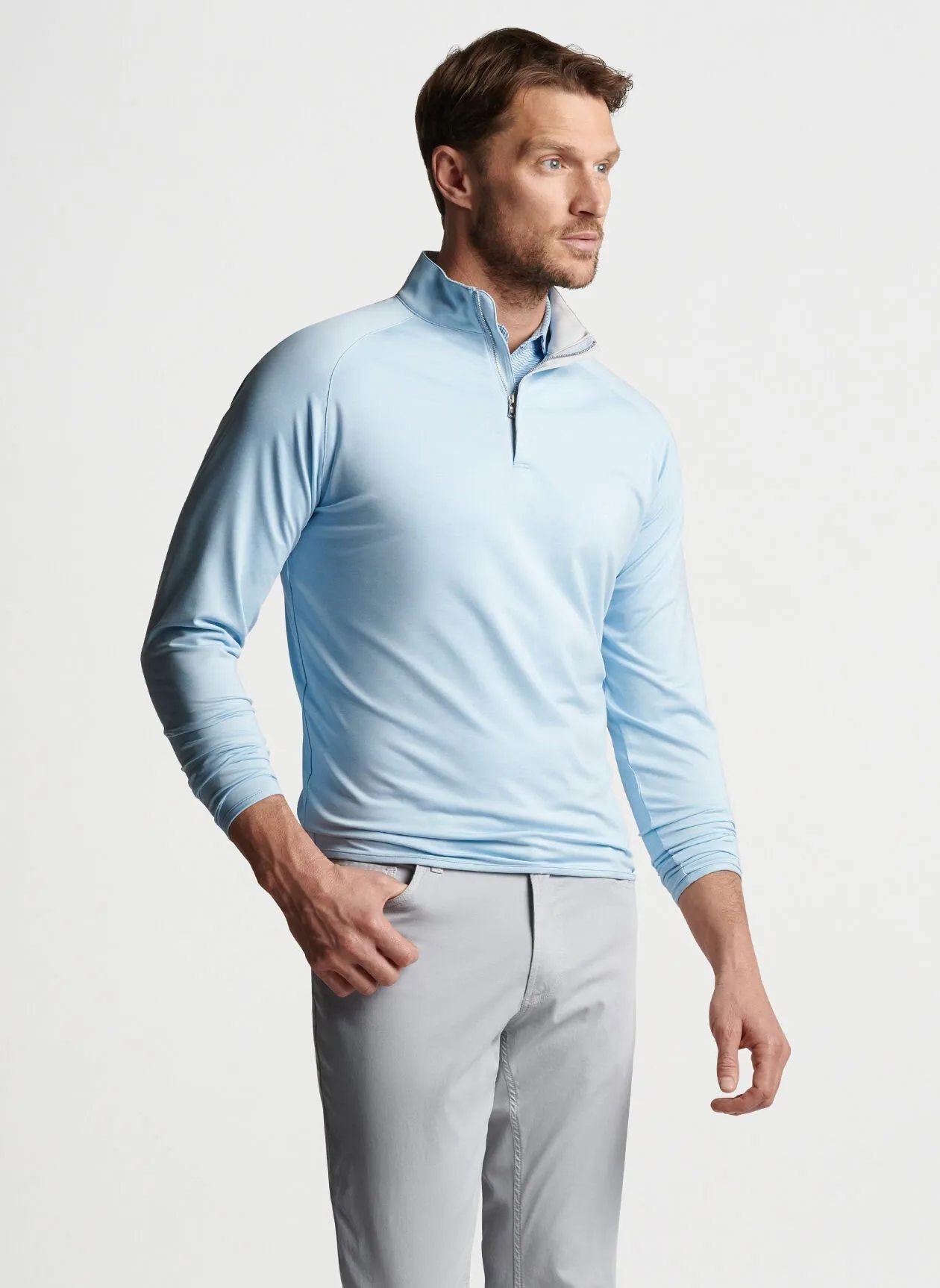 Peter Millar Stealth Performance Custom Quarter Zips, Blue Frost