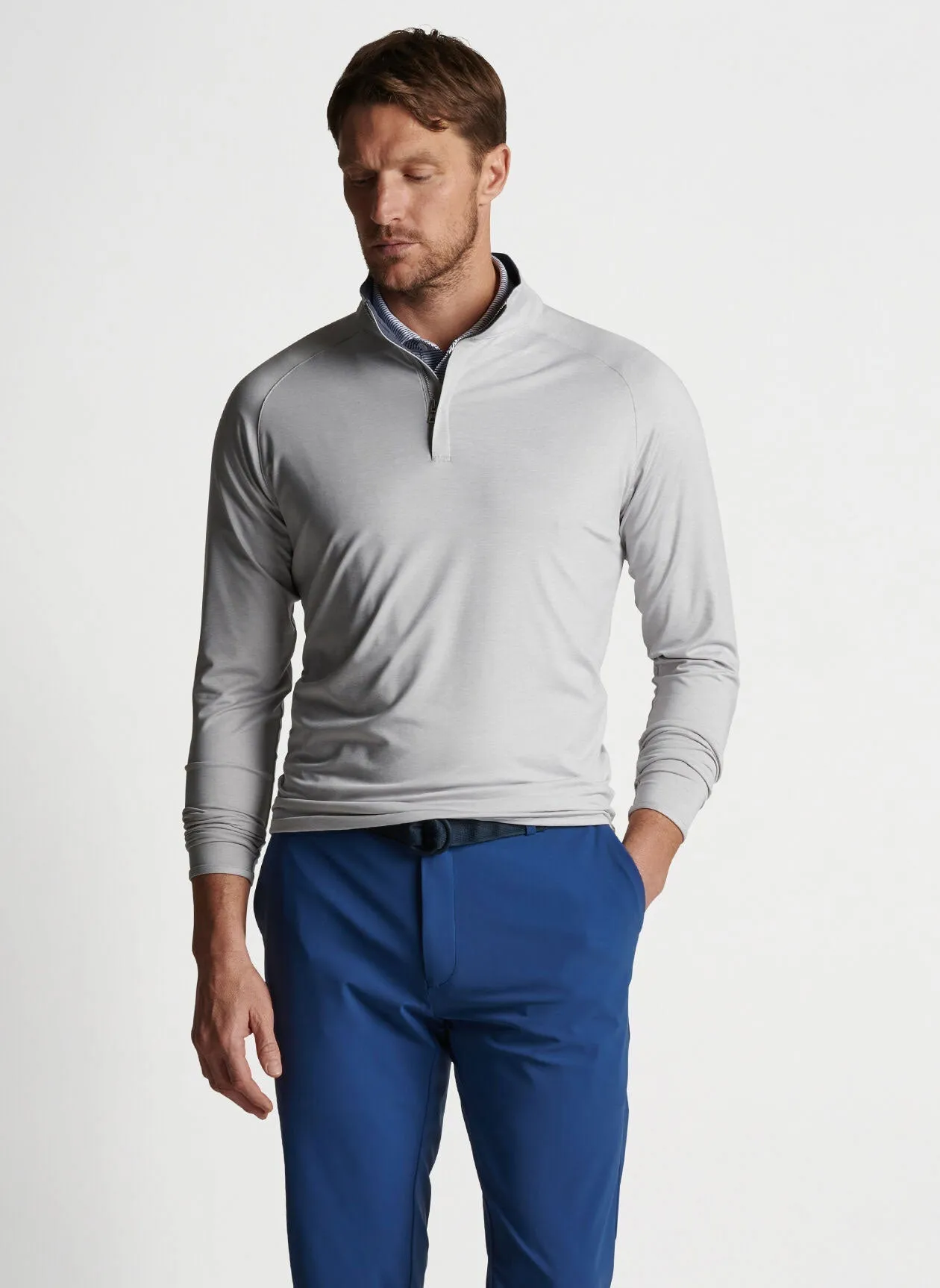 Peter Millar Stealth Performance Custom Quarter Zips, British Grey