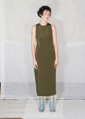 PIERCED TANK DRESS - Moss