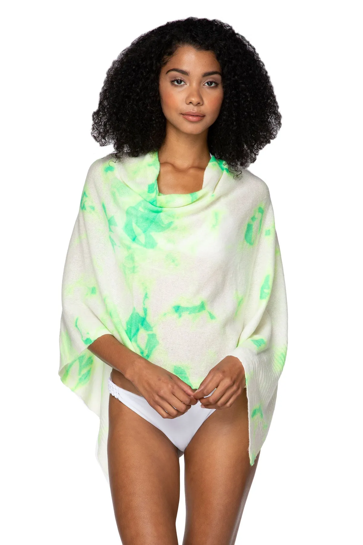 Poolside Poncho Cashmere |  Palm Tie Dye