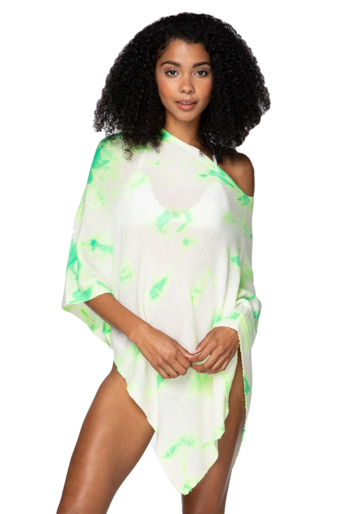 Poolside Poncho Cashmere |  Palm Tie Dye