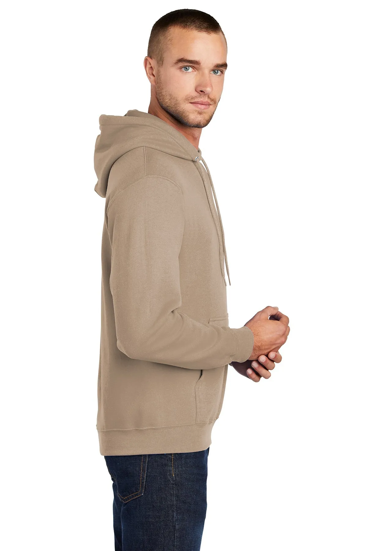 Port & Company Core Fleece Branded Hoodies, Sand