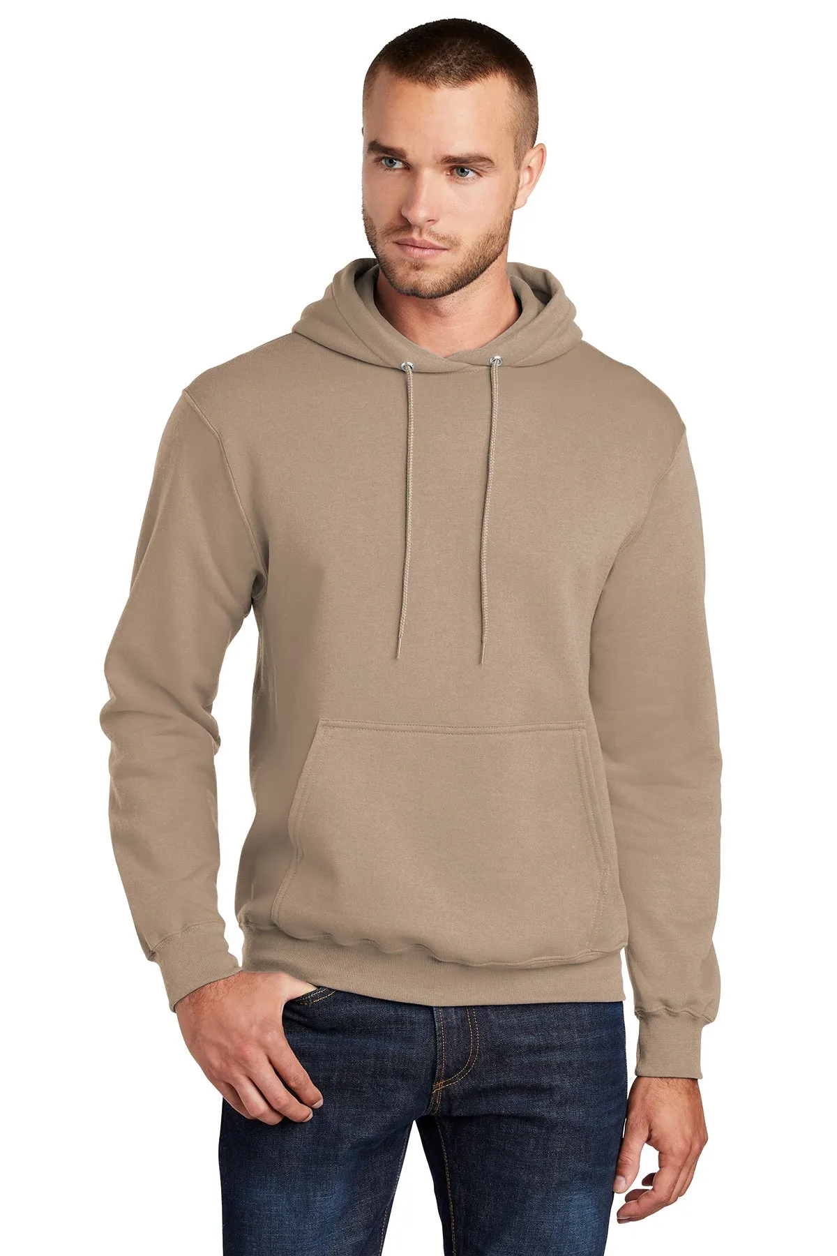 Port & Company Core Fleece Branded Hoodies, Sand