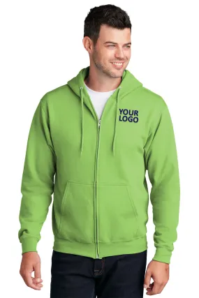 Port & Company Core Fleece Branded Zip Hoodies, Lime