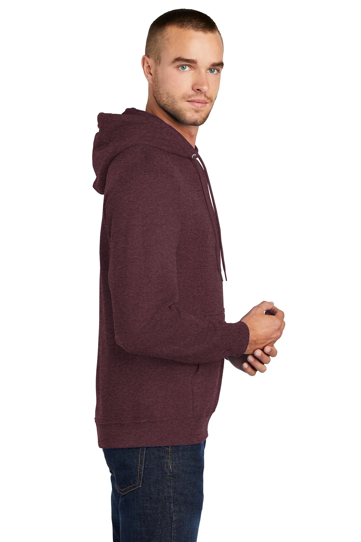 Port & Company Core Fleece Customized Hoodies, Heather Athletic Maroon