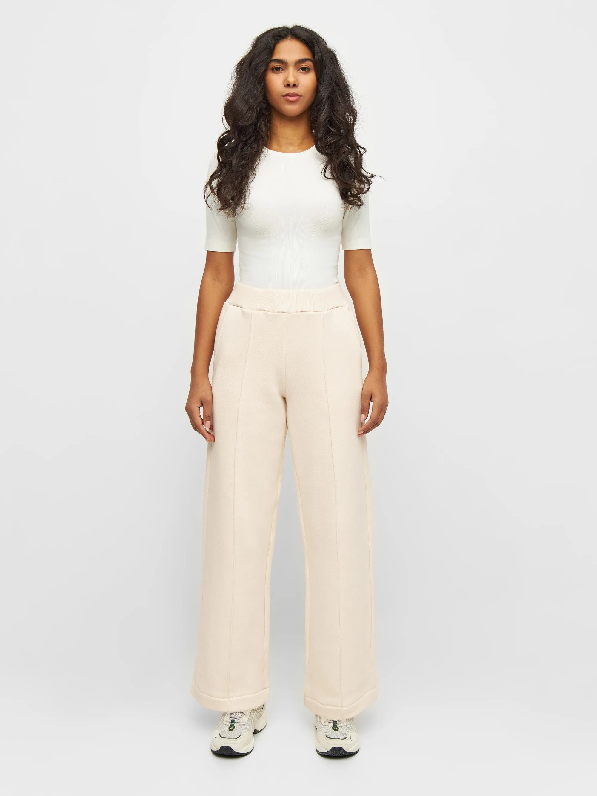 POSEY wide high-rise sweat elastic waistband pants - Buttercream