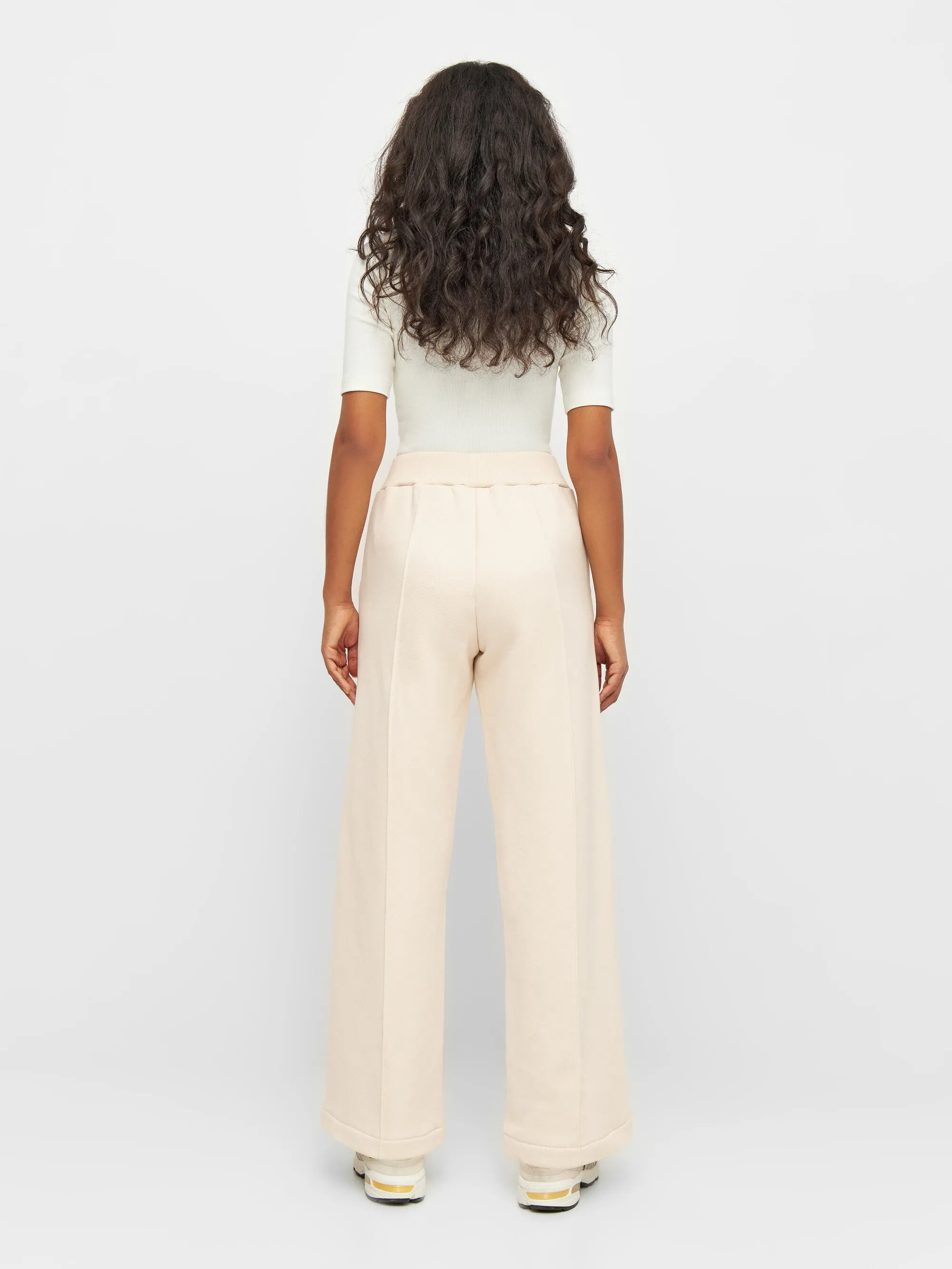 POSEY wide high-rise sweat elastic waistband pants - Buttercream