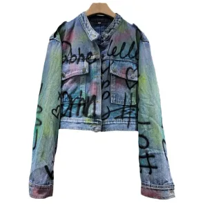 Pre Order:  Graffiti on Denim Short Jacket