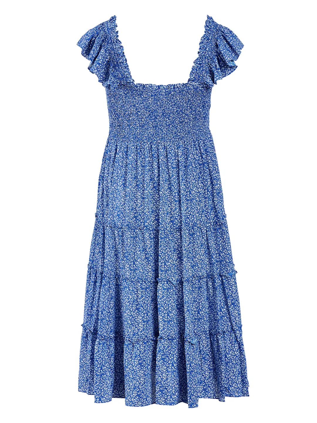 Printed Smocked Midi Dress