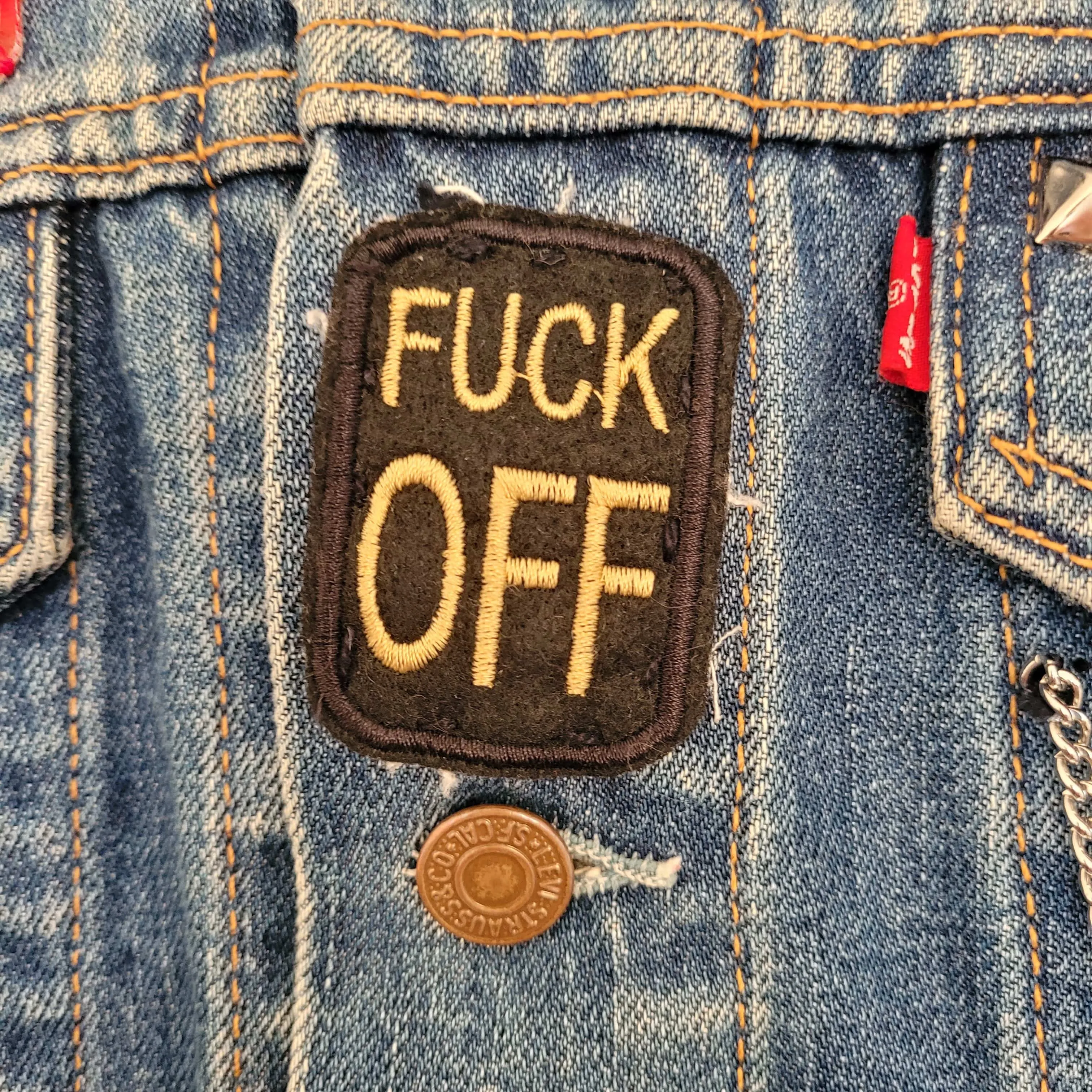 "Cycle psychos" chainstitched by hand Levi's Jacket/ Veste levis vintage brodée main et patchée