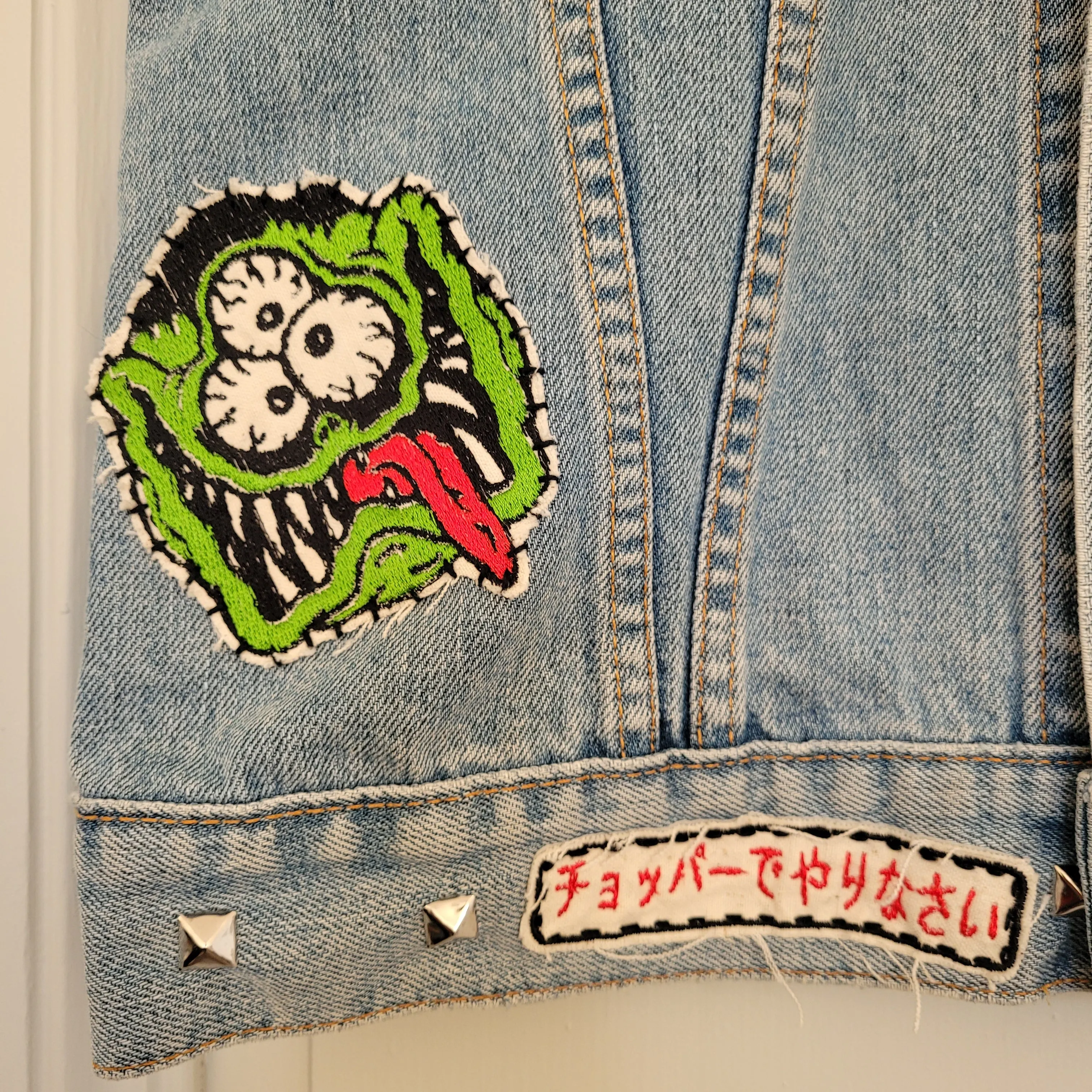 "Road demons" chainstitched by hand Levi's Jacket/ Veste levis vintage brodée main et patchée