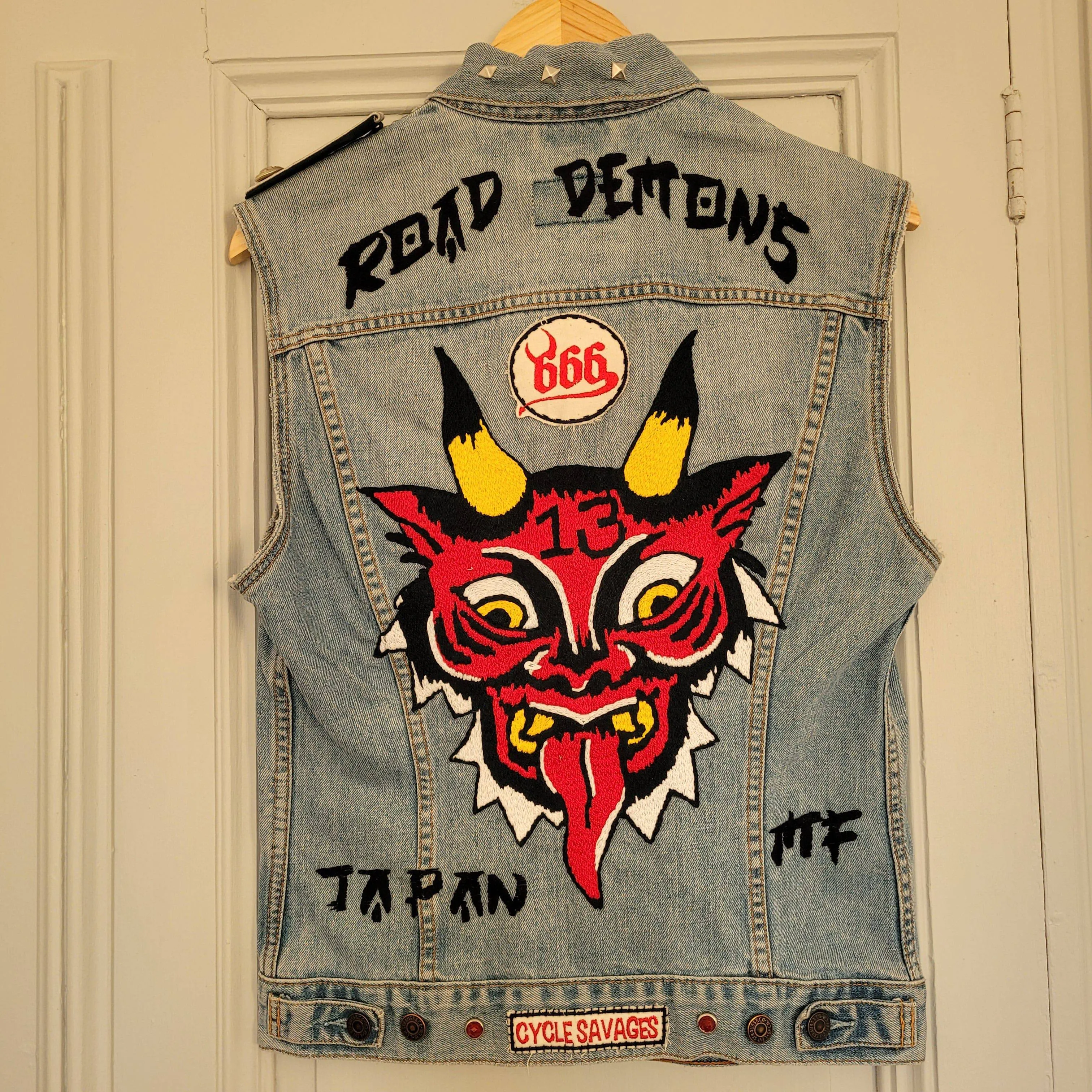 "Road demons" chainstitched by hand Levi's Jacket/ Veste levis vintage brodée main et patchée