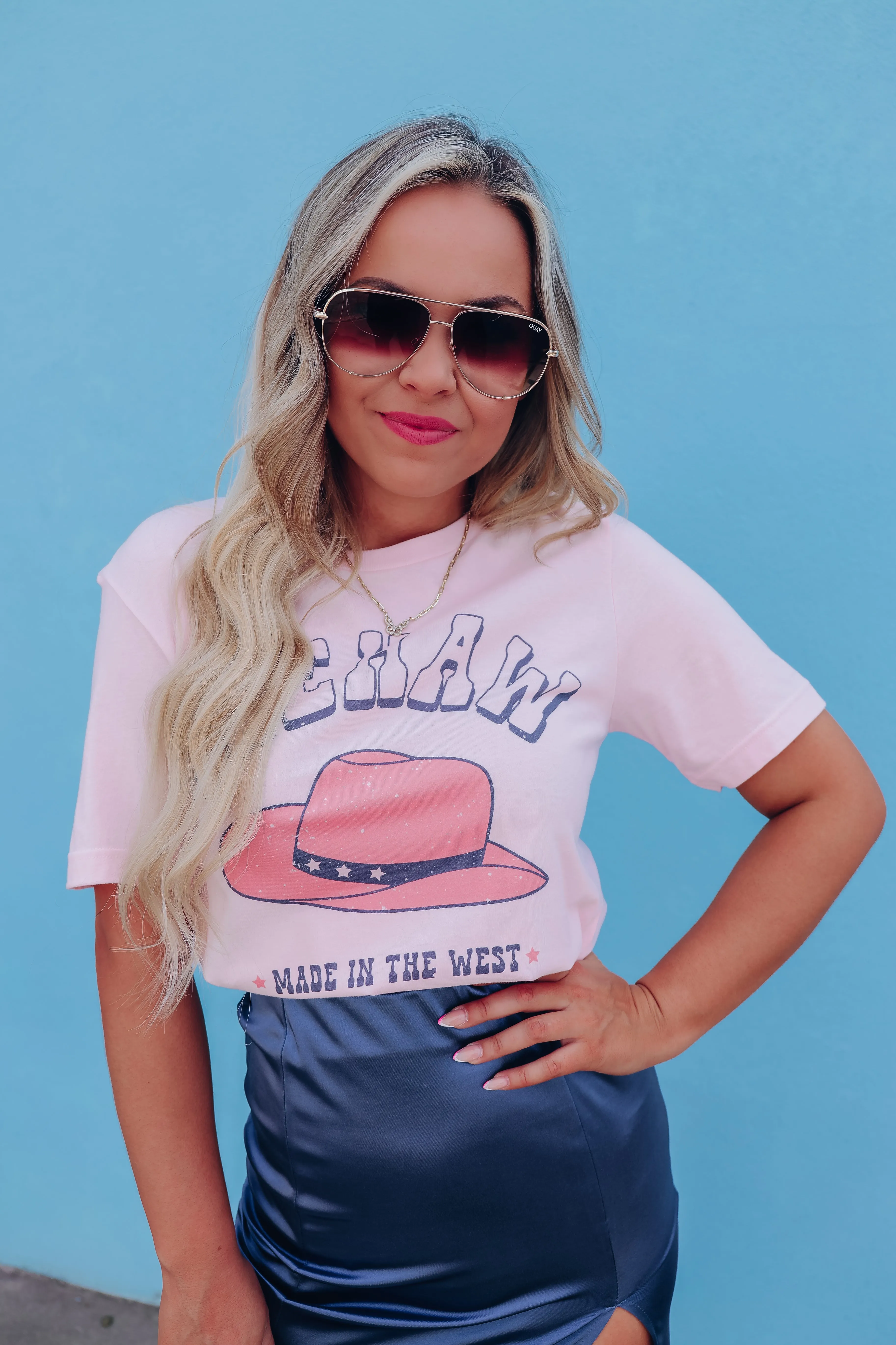 "Yeehaw" Western Made Graphic Tee - Pink