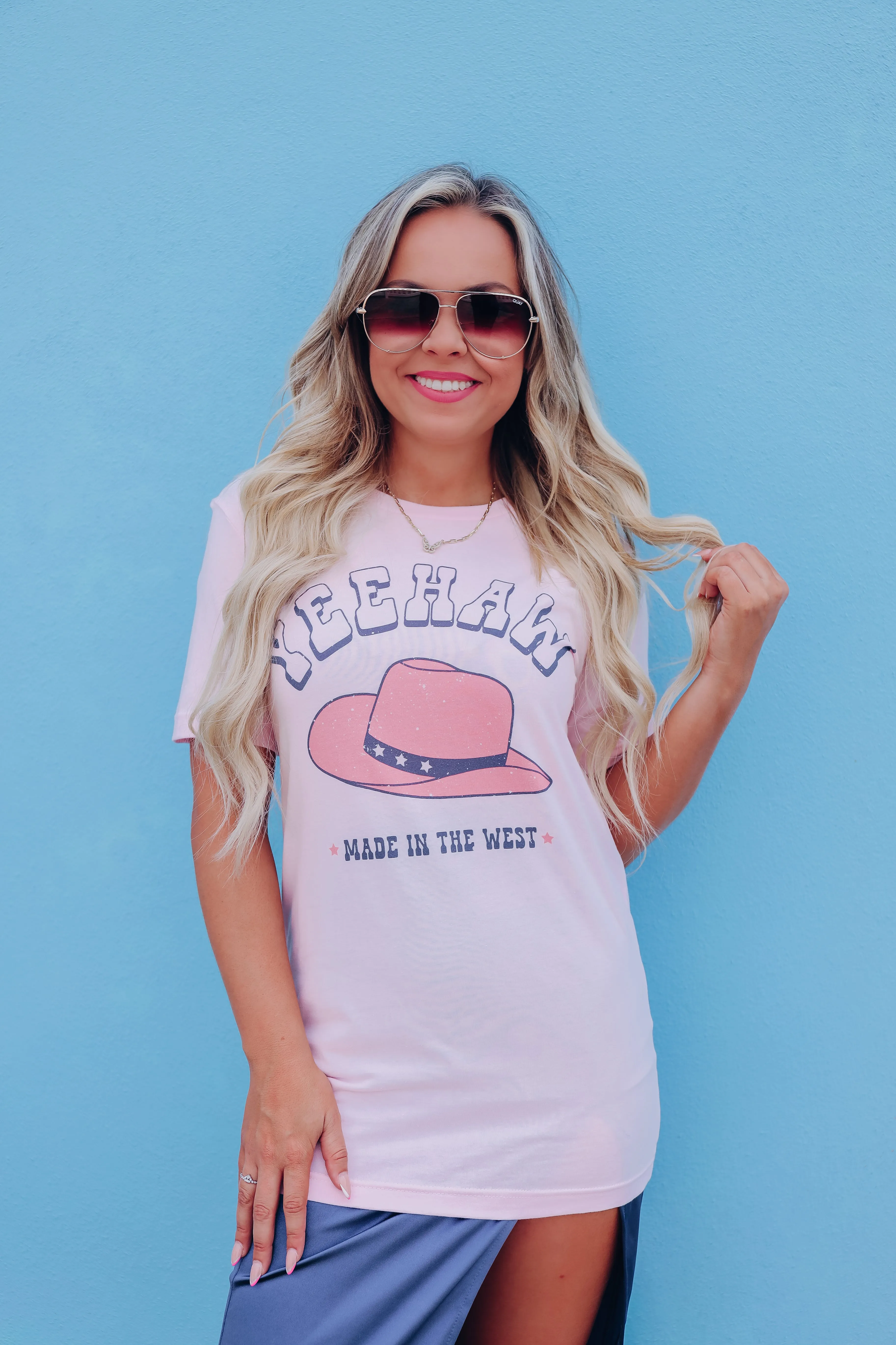 "Yeehaw" Western Made Graphic Tee - Pink