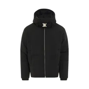 Ripstop Buckle Puffer Jacket in Black