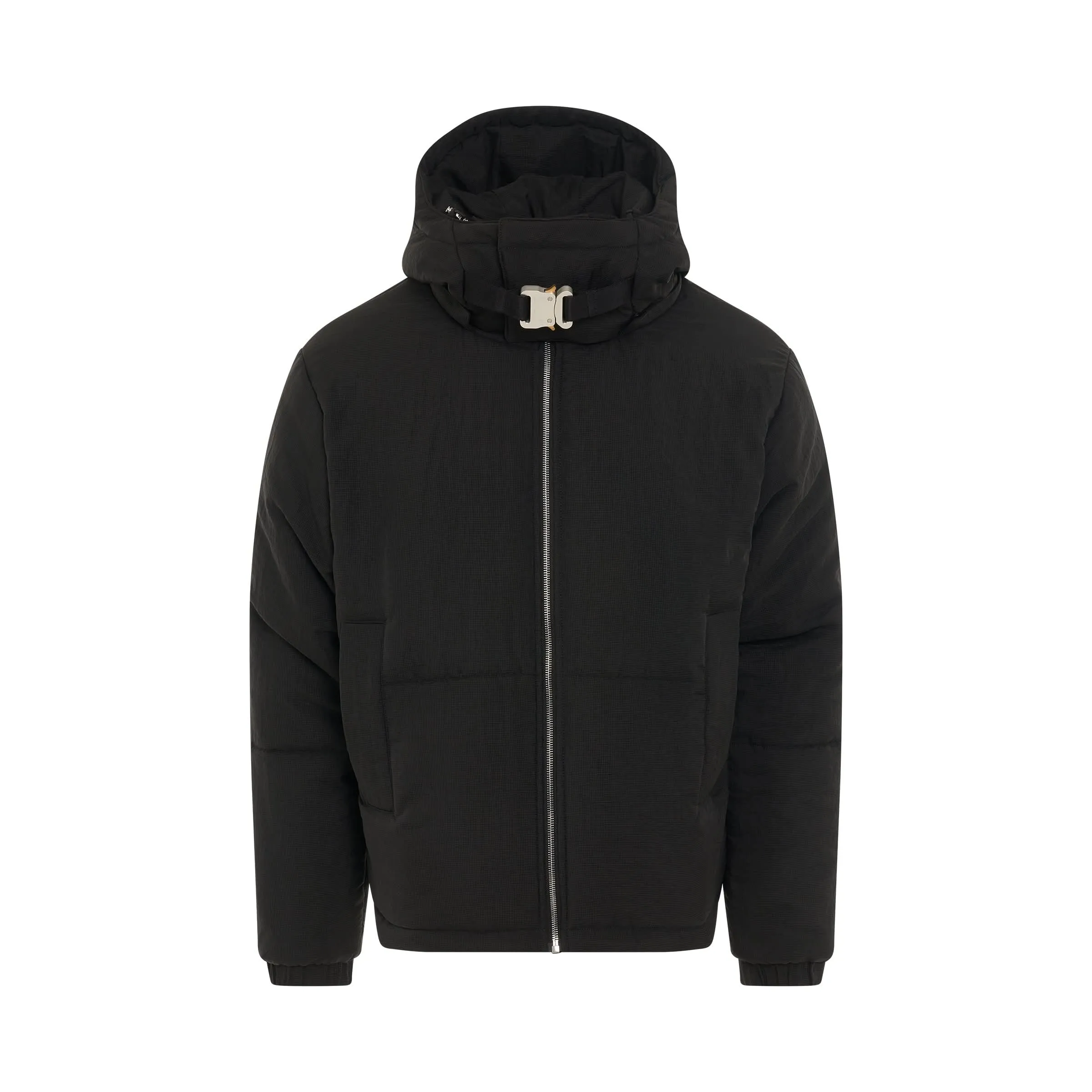 Ripstop Buckle Puffer Jacket in Black