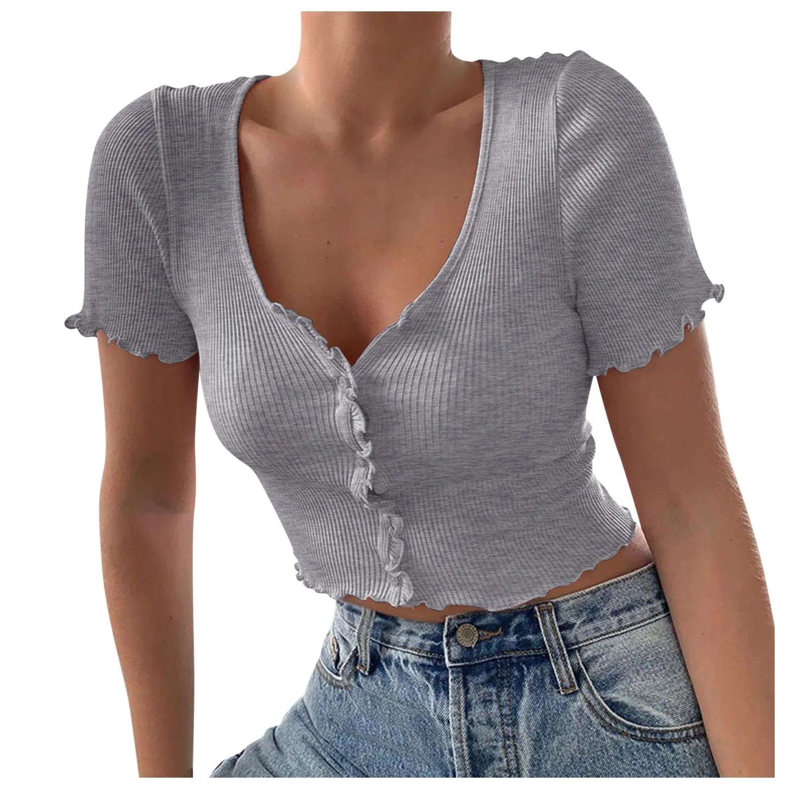 Ruffles Short Sleeve T Shirt women