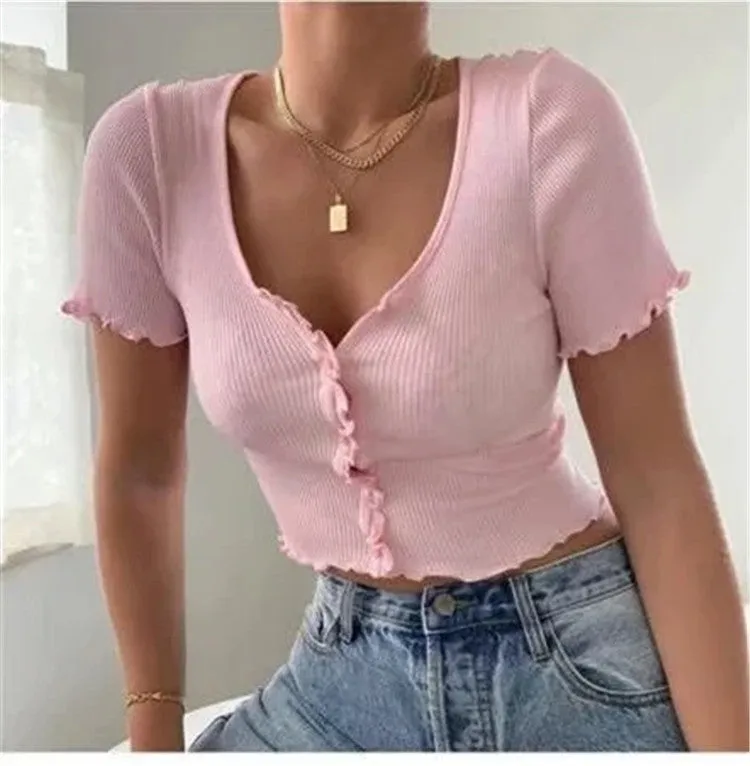 Ruffles Short Sleeve T Shirt women