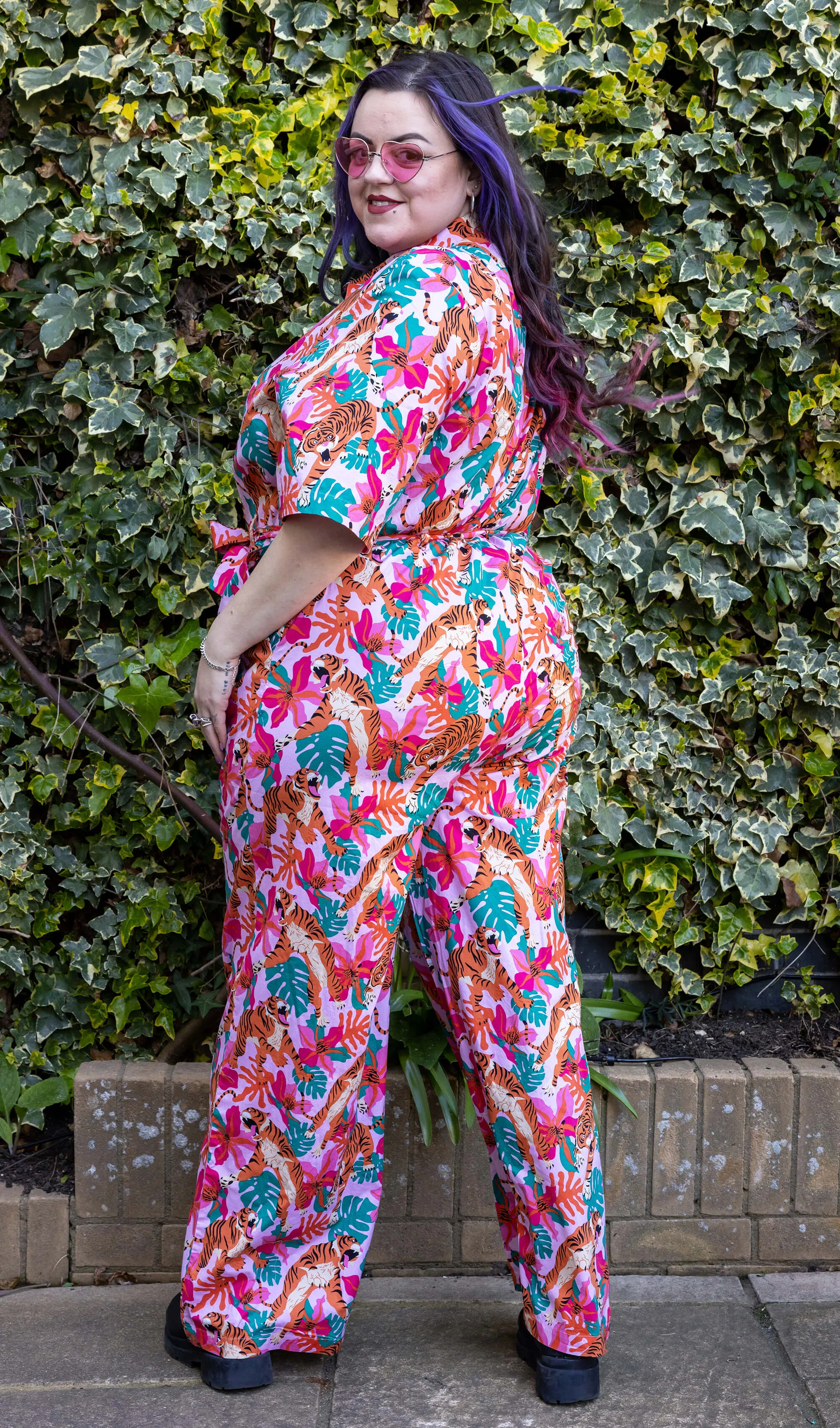 Run And Fly Pink Tiger Lily Stretch Jumpsuit