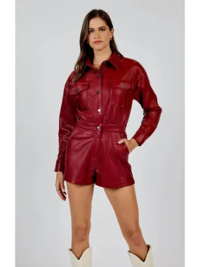 Sadie & Sage Night Vision Faux Leather Romper