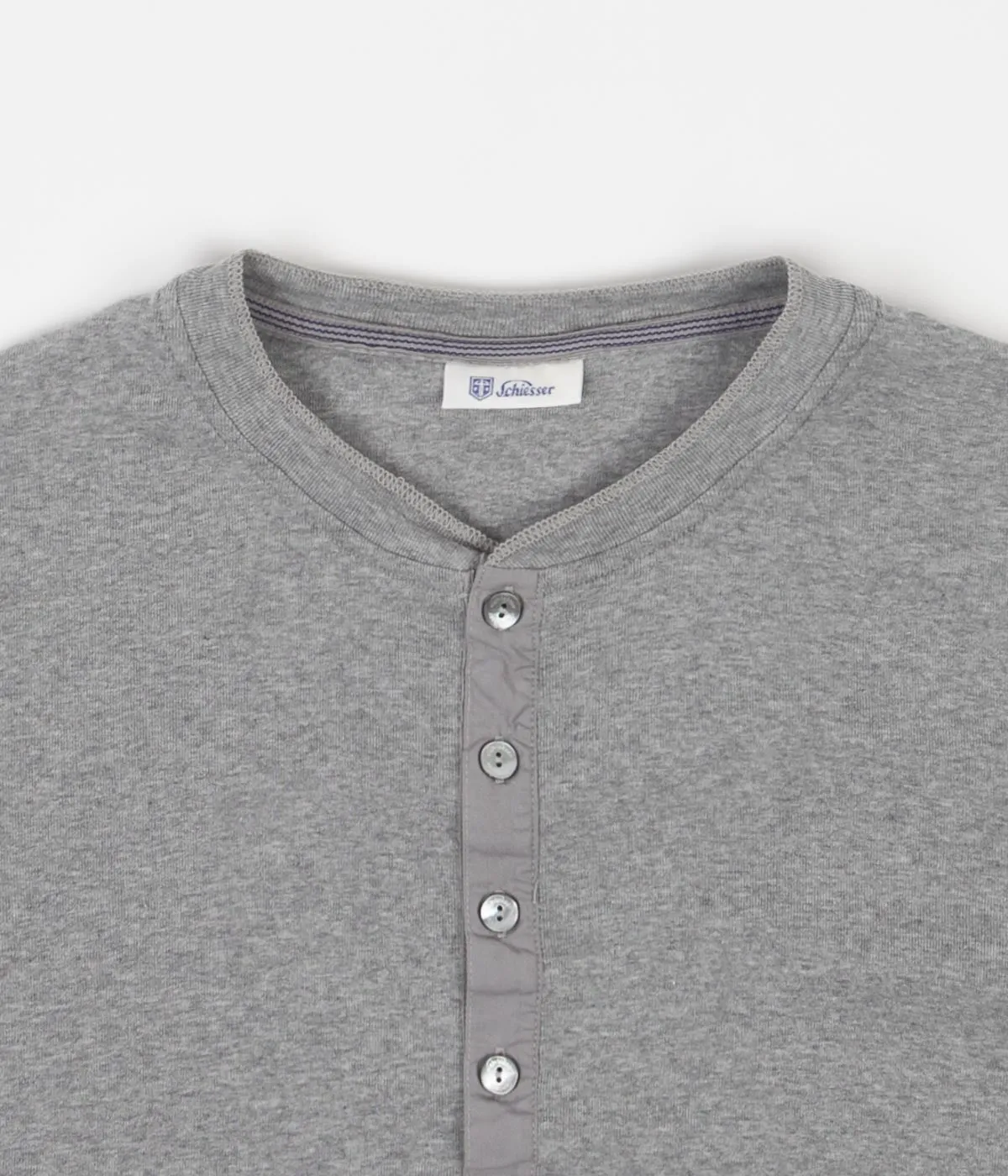 Schiesser Karl-Heinz Henley T-Shirt - Grey Melange