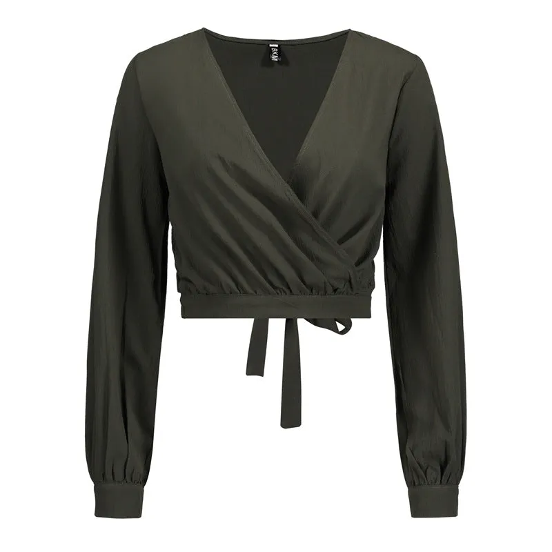 Sexy Solid black Blouse women