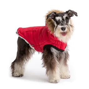 Sherpa-Lined Urban Parka - Red. Dog Coat. Water Resistant.