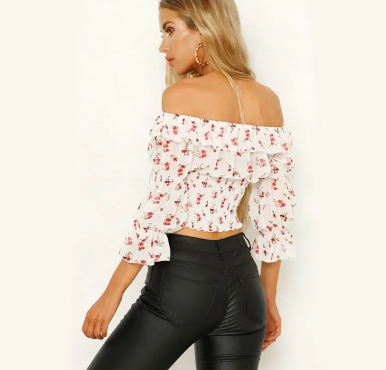 short-sleeved printed tube top women