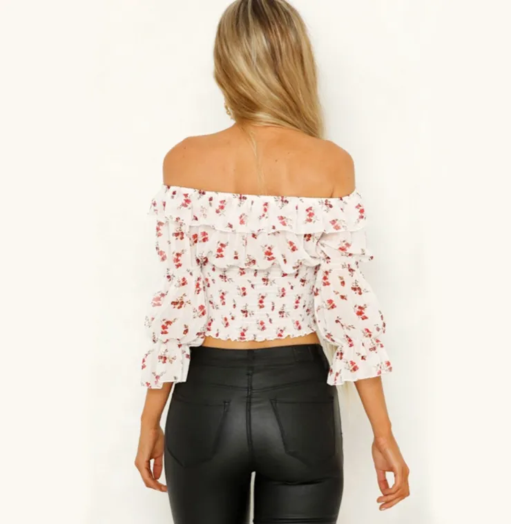 short-sleeved printed tube top women